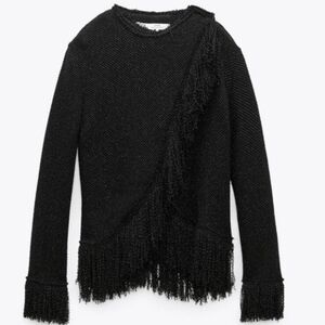 Zara Studio Black Fringe Cardigan